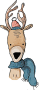 graphic art of a deer with wearing a hat and scarf